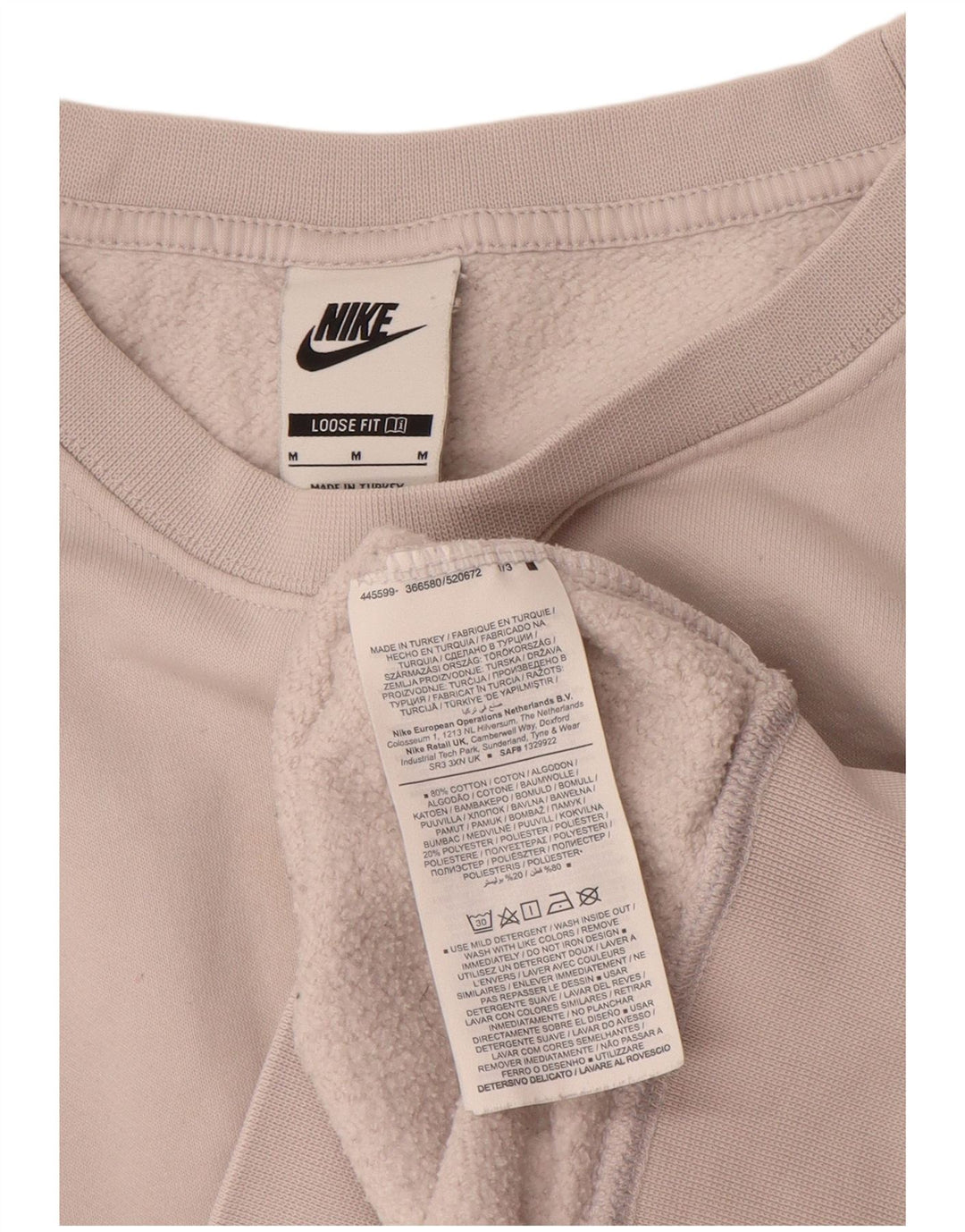 Moletom feminino Nike Jumper UK 14 médio bege colorblock algodão