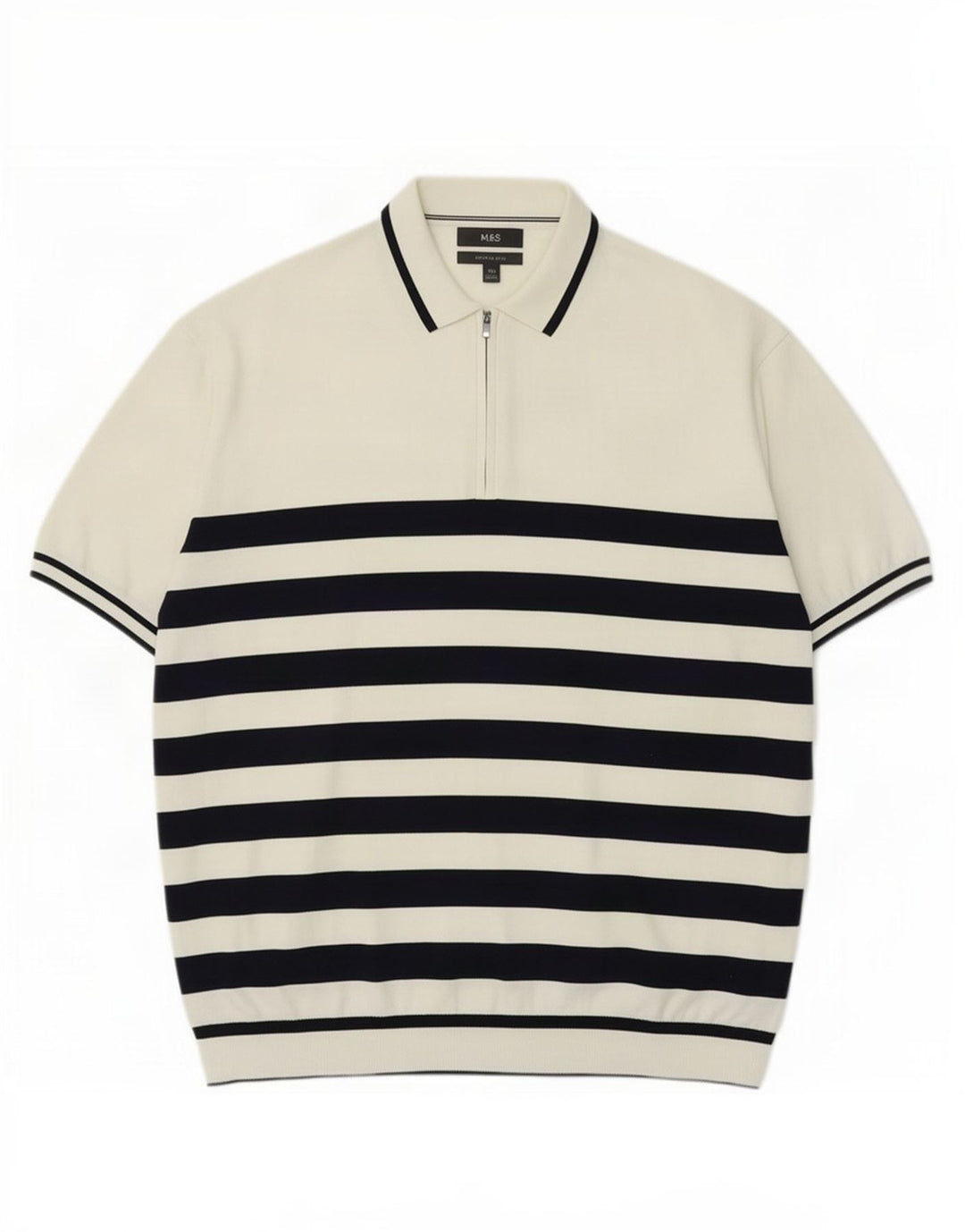 Suéter masculino Marks & Spencer com gola polo 2XL listrado branco