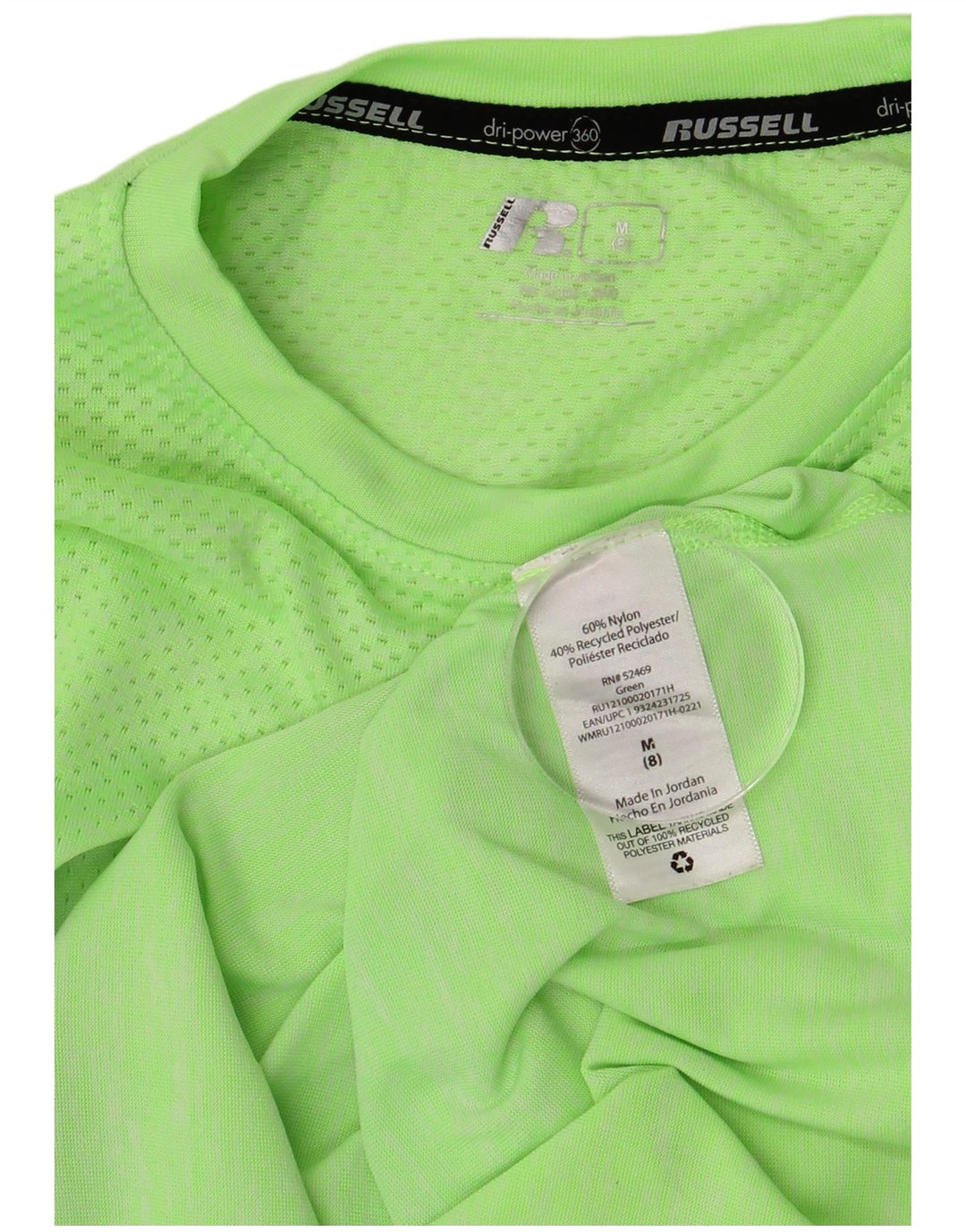 Camiseta Russell Athletic Boys Dri-Power Top 7-8 Anos Nylon Verde Médio