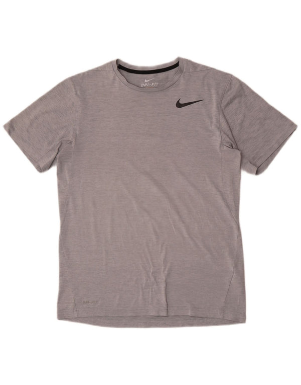 Camiseta masculina Nike Dri Fit Top cinza médio listrado poliéster