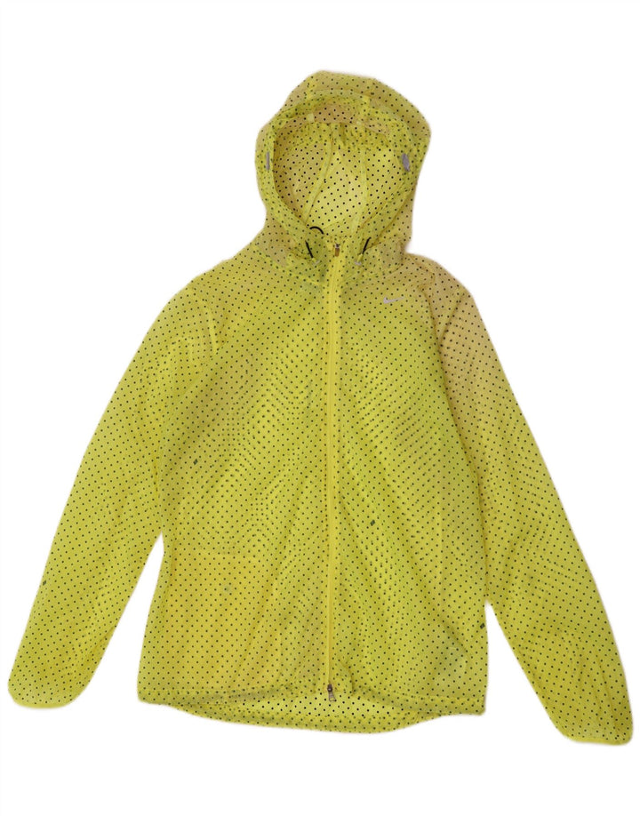 Nike Womens Running Hooded Rain Jacket UK 14 Médio Amarelo Manchado