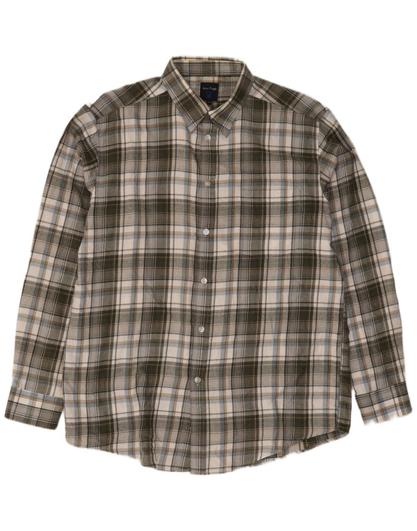 Camisa masculina de flanela James Pringle poliéster xadrez cinza médio