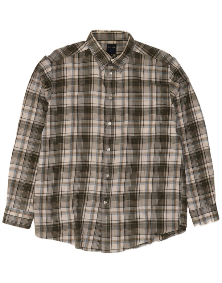 Camisa masculina de flanela James Pringle poliéster xadrez cinza médio