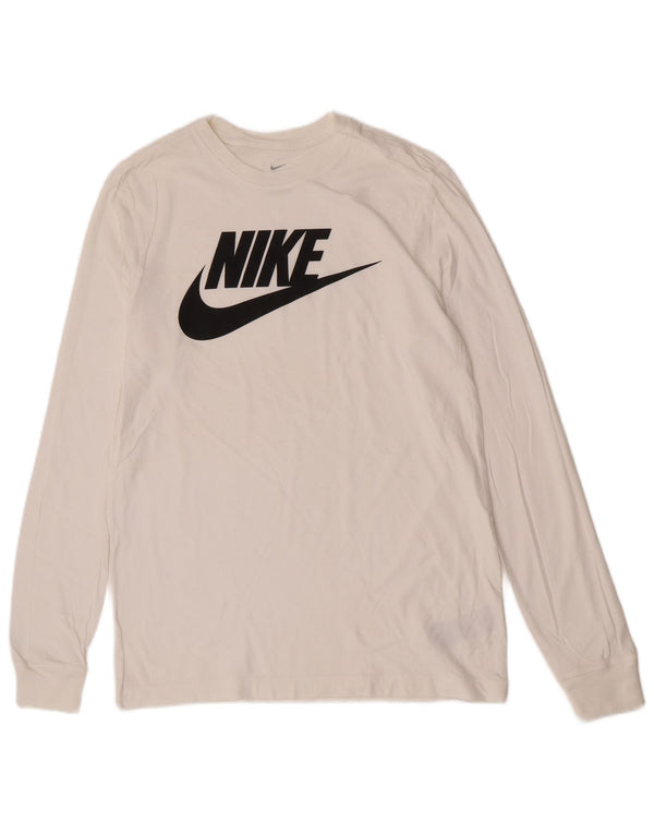 Top gráfico masculino Nike Graphic Regular Fit manga comprida algodão branco médio