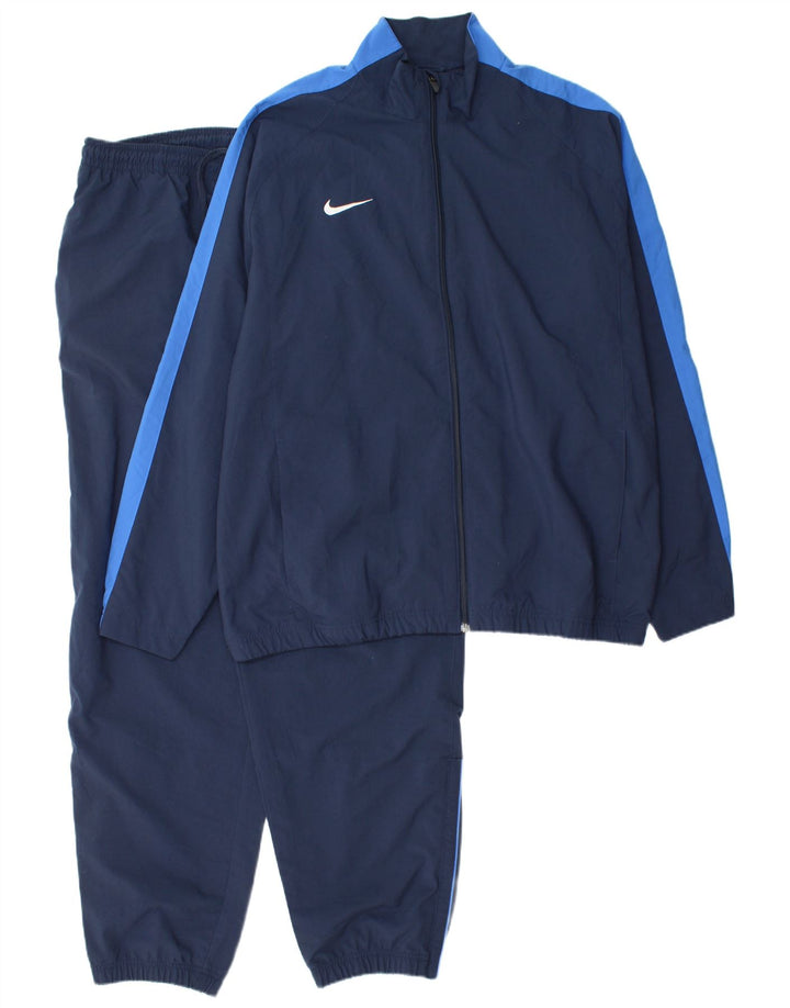 Nike Masculino Full Tracksuit UK 44/46 XL Azul Marinho Colorblock Poliéster