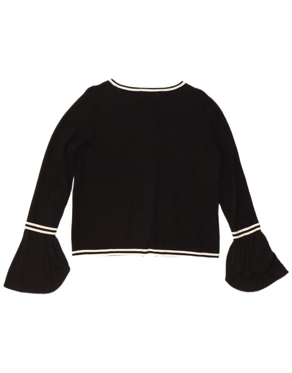 Suéter cardigã feminino Zara Reino Unido 16 viscose listrada preta grande