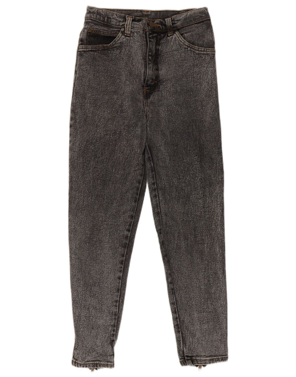 Jeans femininos vintage de cintura alta cônicos W26 L26 cinza