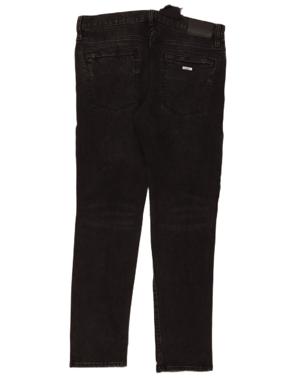 Armani Exchange Mens Biker Skinny Jeans W36 L31 Algodão Preto