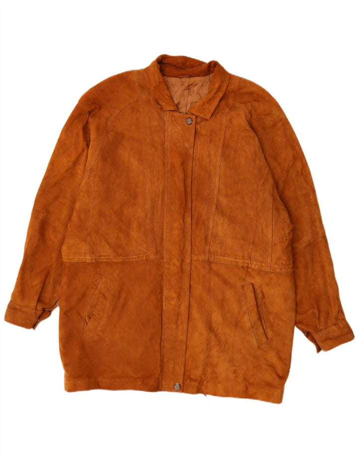 Sobretudo de camurça vintage feminino Reino Unido 16 grande marrom