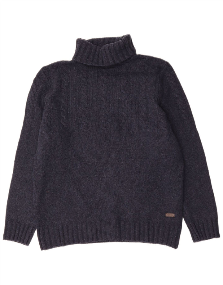 Suéter masculino Barbour com gola redonda, grande lã azul marinho