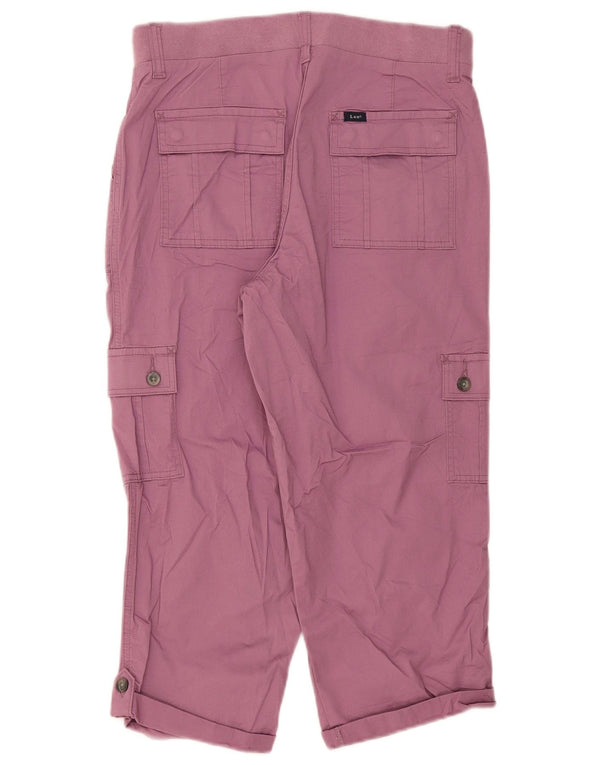 Calça cargo feminina Lee Capri relaxada ajuste EUA 8 médio W32 L21 algodão rosa