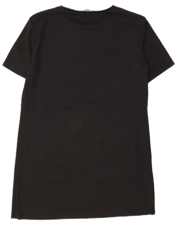 Vestido camiseta feminino Zara Reino Unido 16 grande poliéster preto