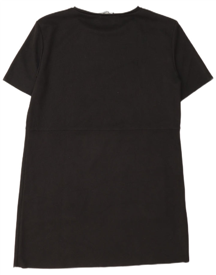 Vestido camiseta feminino Zara Reino Unido 16 grande poliéster preto
