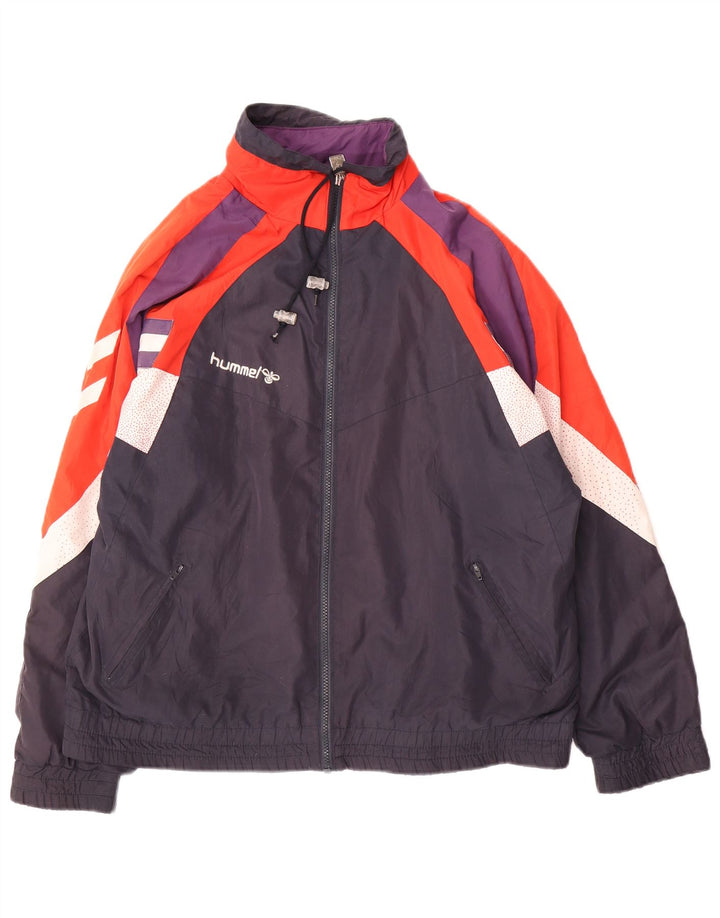 Jaqueta masculina Hummel de ajuste solto com top pequeno azul marinho Colourblock