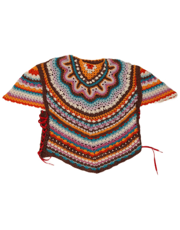 Blusa assimétrica feminina vintage UK 14 grande listrada multicolorida