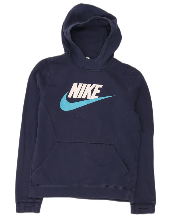 NIKE Meninos Graphic Hoodie Jumper 12-13 Anos Grande Azul Marinho Algodão