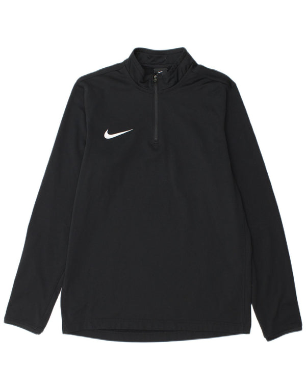 Nike Mens Dri Fit Zip Neck Pullover Treino Top Médio Preto Poliéster
