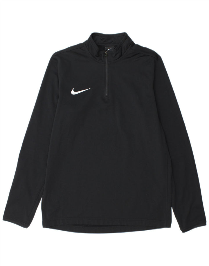 Nike Mens Dri Fit Zip Neck Pullover Treino Top Médio Preto Poliéster