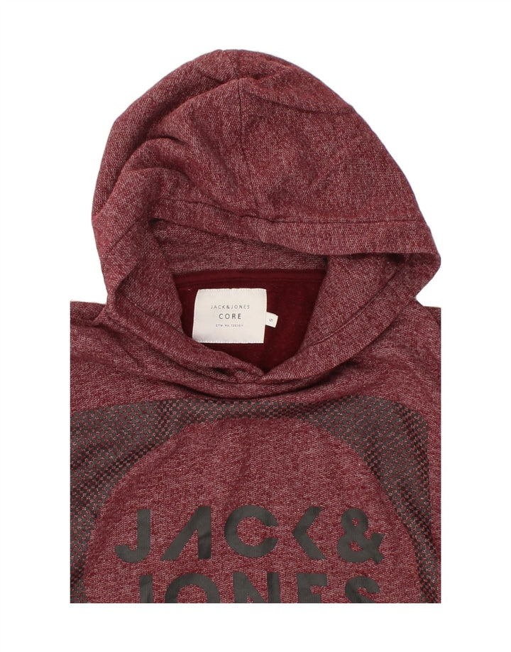 JACK & JONES Mens Graphic Hoodie Jumper Small Burgundy Cotton Vintage Jack & Jones and Second-Hand Jack & Jones from Messina Hembry 