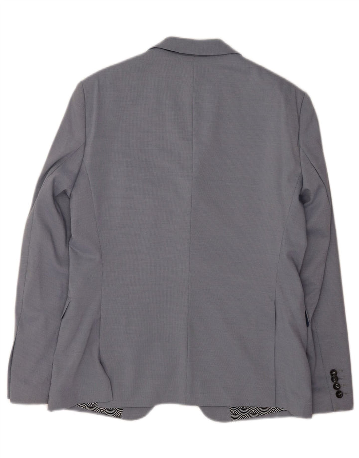 Jaqueta blazer masculina Zara com 2 botões UE 52 grande azul poliéster
