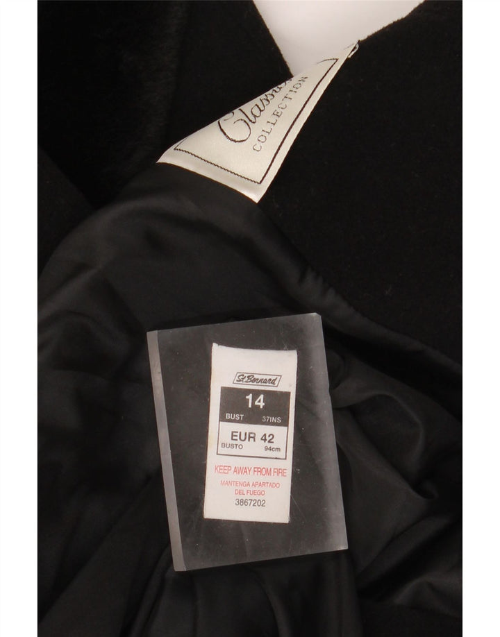 Casaco feminino St. Bernard com trespassado duplo Reino Unido 14 grande lã preta