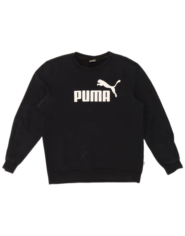 Puma Mens Graphic Moletom Jumper Médio Algodão Preto