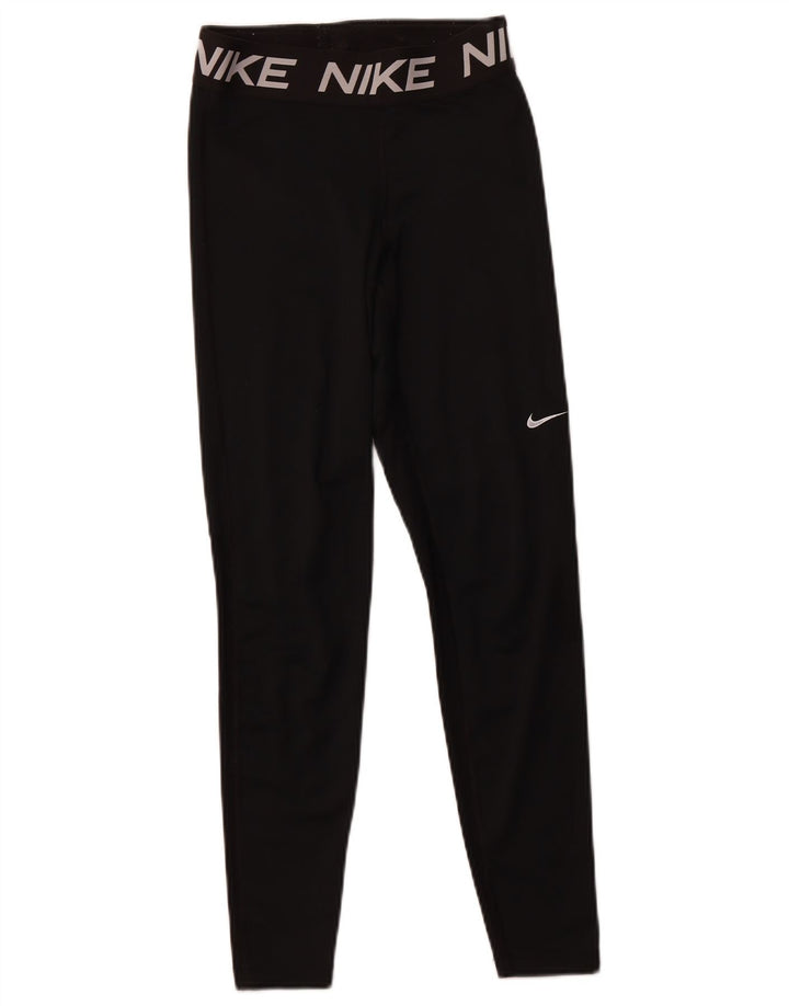 Leggings femininas Nike Dri Fit Graphic UK 8 pequenas pretas de poliéster