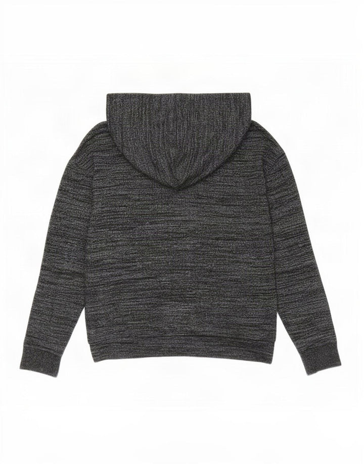Jumper com capuz grande feminino Gap UK 10 poliéster manchado cinza pequeno