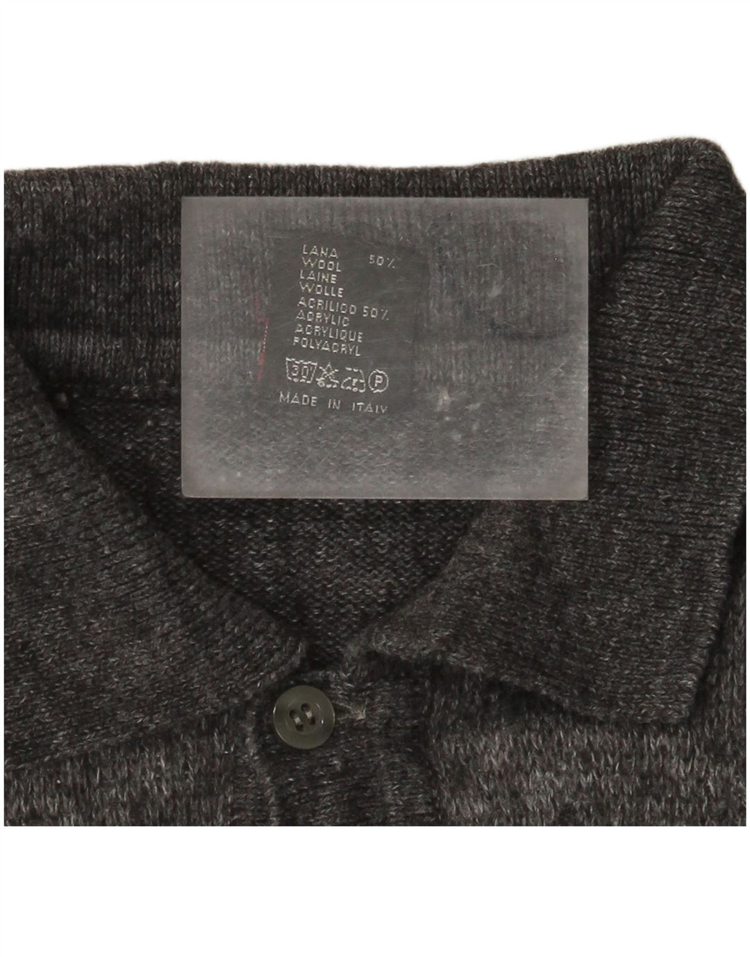 Suéter masculino Rinaldi com gola polo cinza médio Argyle/lã diamante