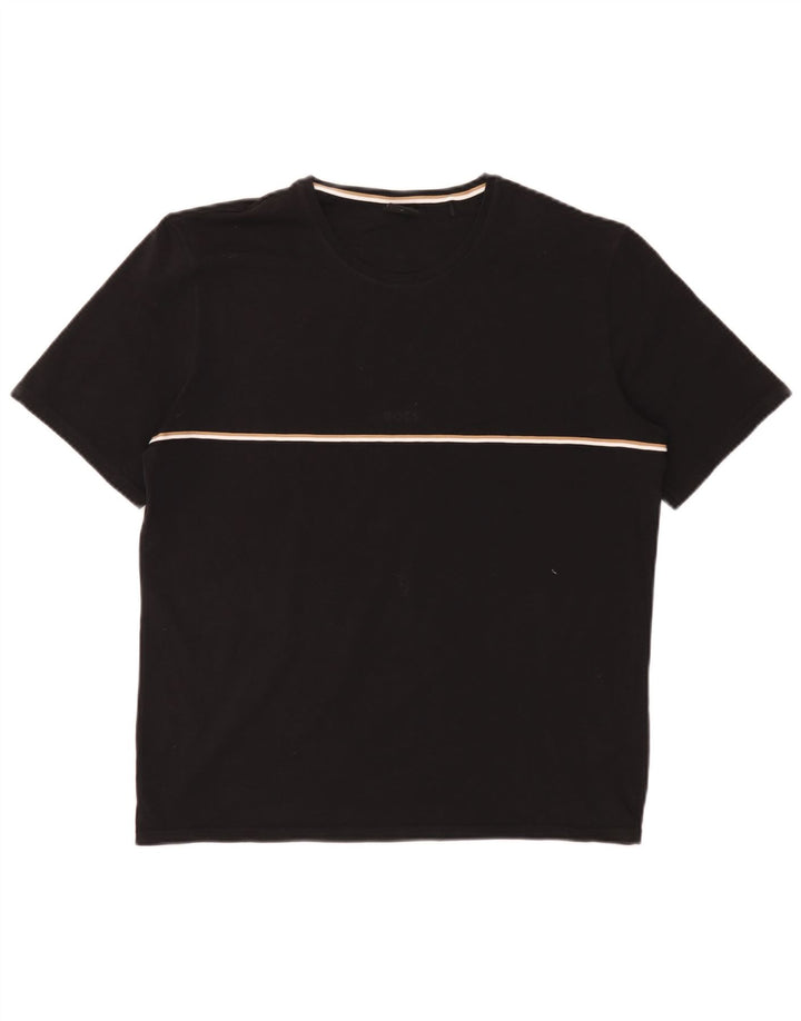 Camiseta masculina Hugo Boss Top médio algodão preto