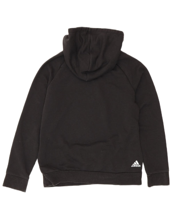 Adidas Womens Graphic Hoodie Jumper UK 12/14 Médio Algodão Preto