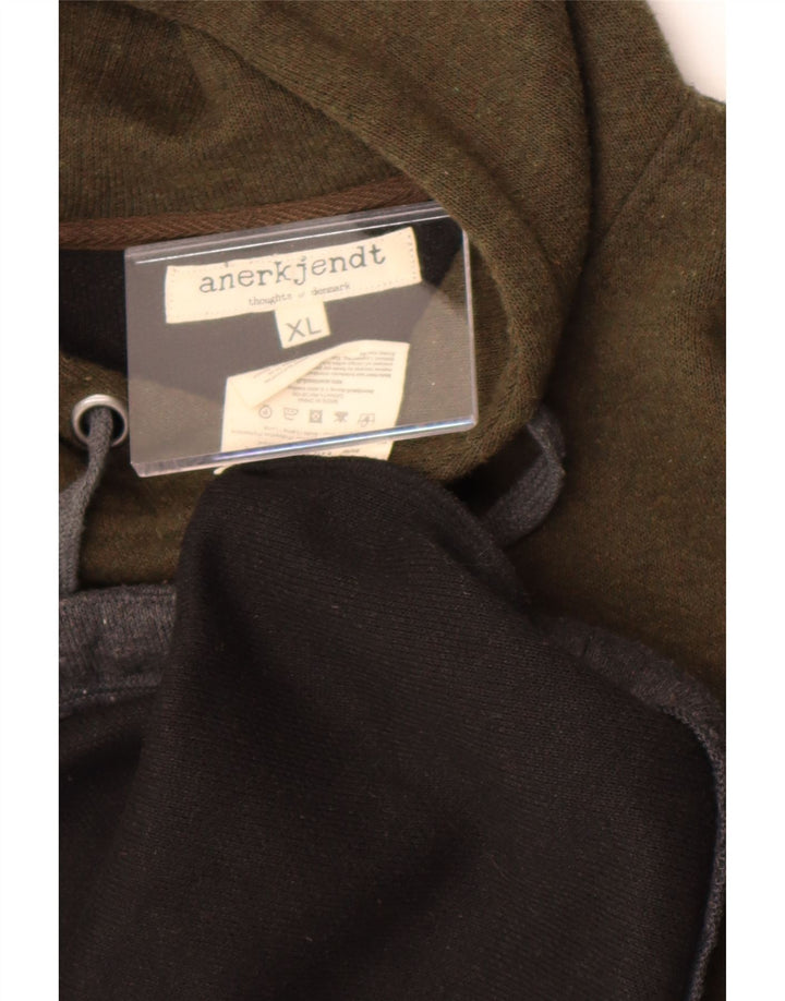 Suéter cardigã masculino com capuz Anerkjendt XL verde colorblock poliéster