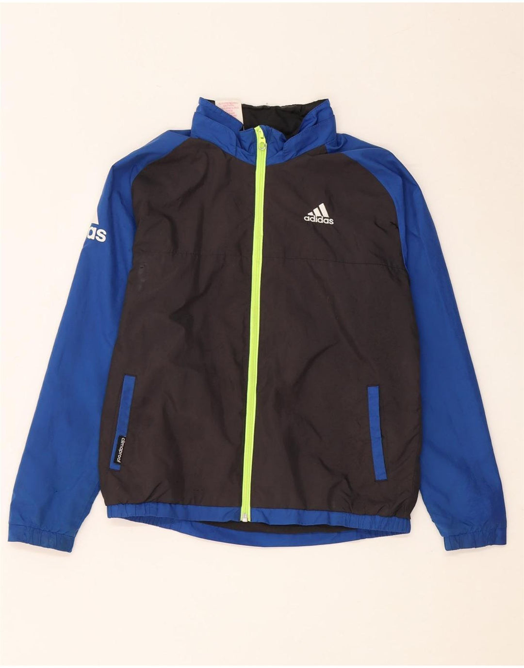 Jaqueta corta-vento masculina Adidas 9-10 anos preto colorblock poliéster