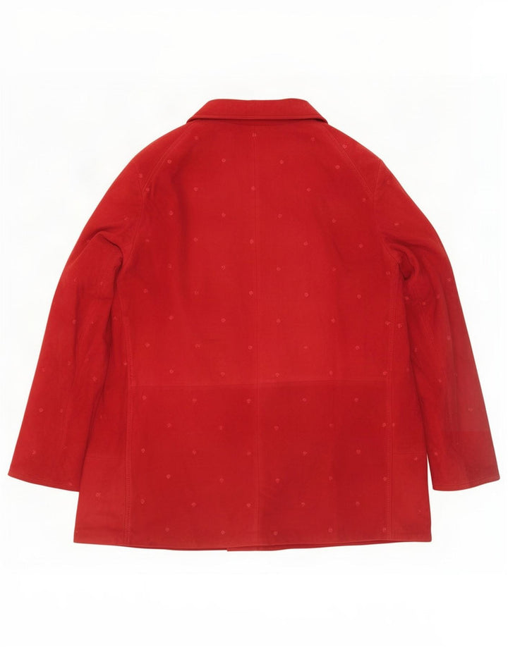 Jaqueta feminina de camurça NVSCO Reino Unido 18 XL couro vermelho