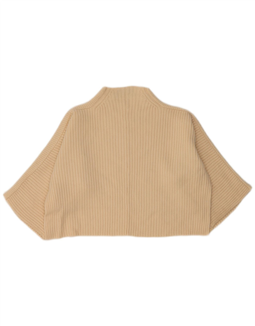 Suéter feminino Jaeger superdimensionado com gola tartaruga Reino Unido 14 médio bege