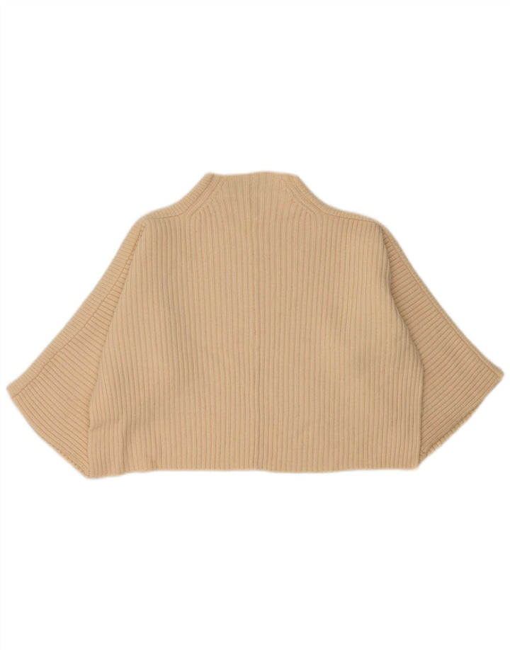 Suéter feminino Jaeger superdimensionado com gola tartaruga Reino Unido 14 médio bege