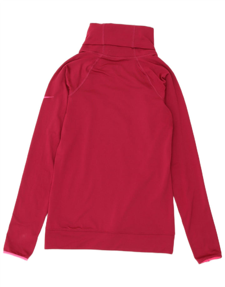NIKE Womens Dri Fit Roll Neck Moletom Jumper Reino Unido 8 Pequeno Rosa Poliéster