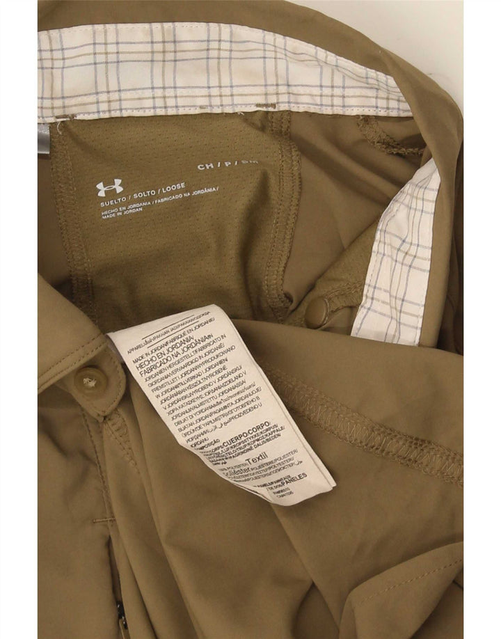 Camisa masculina Under Armour Loose Fit pequena poliéster cáqui