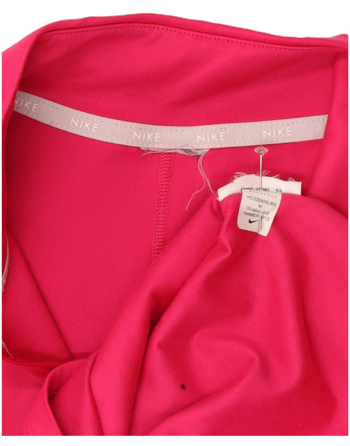Nike Womens Zip Neck Pullover Treino Top UK 14 Médio Rosa