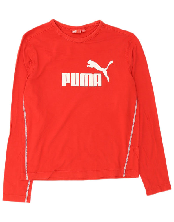 Puma Mens Graphic Top Manga Longa Pequeno Vermelho