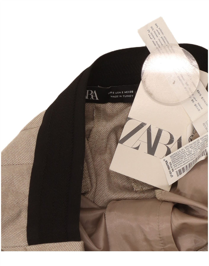 Zara Calça Chino Feminina Slim Pequena W26 L27 Poliéster Bege