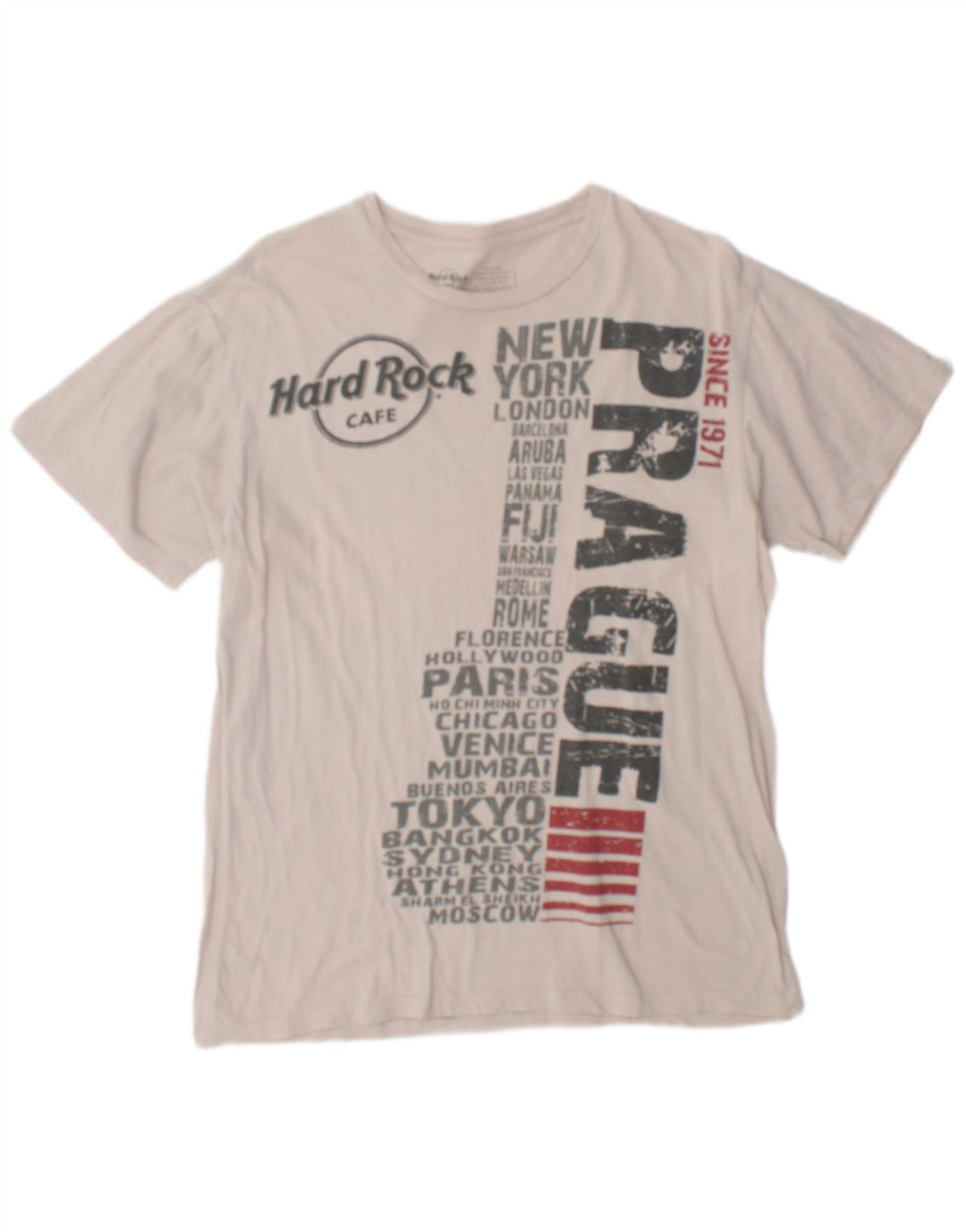 Camiseta masculina com estampa Hard Rock Cafe Praga, algodão branco médio