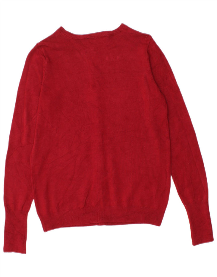 Suéter cardigã feminino Zara UK 8 pequeno viscose vermelha