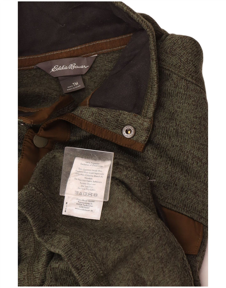 Eddie Bauer moletom masculino com gola alta e botão, suéter médio cáqui salpicado