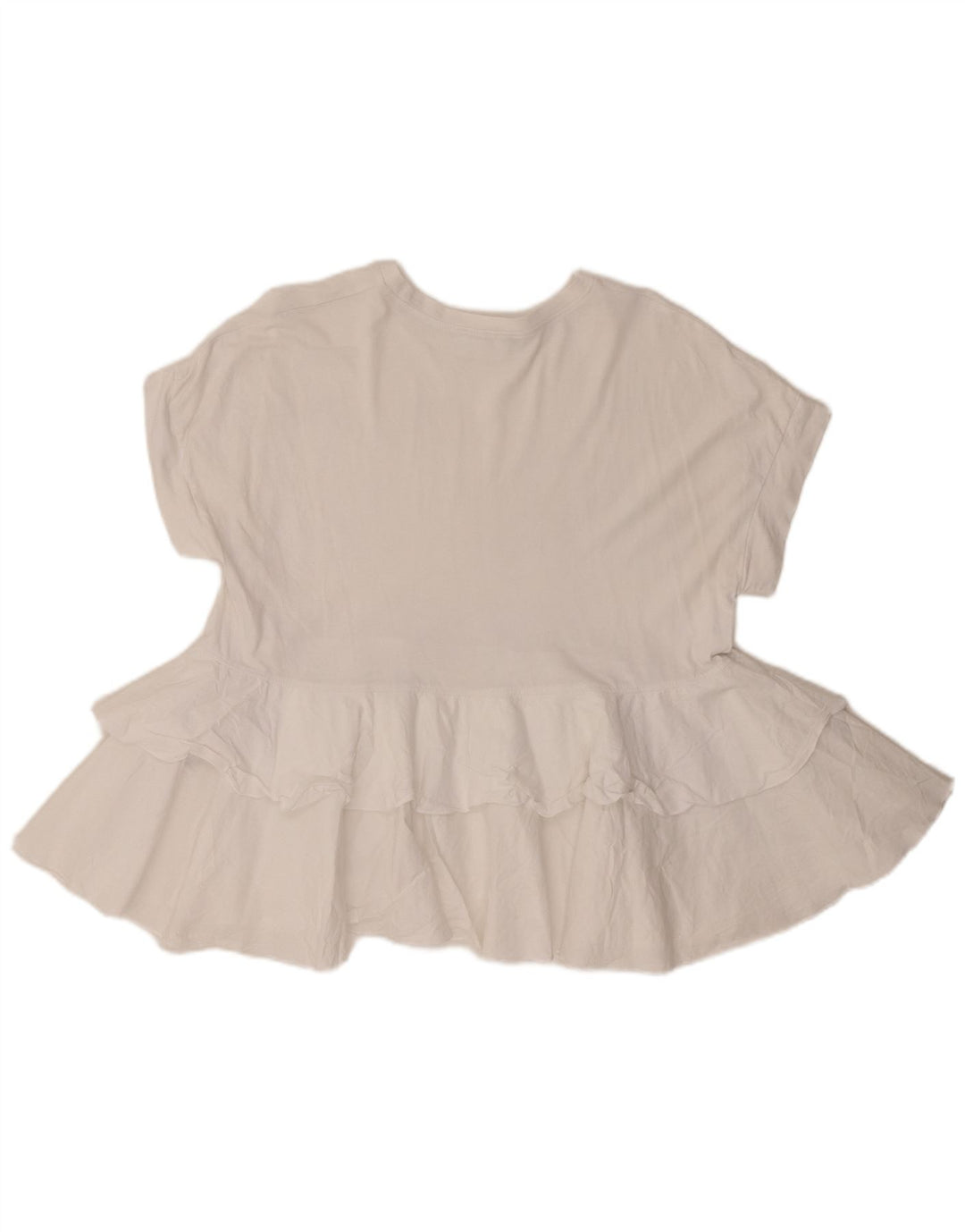 Blusa feminina Zara com babados na frente UK 10 algodão branco pequeno