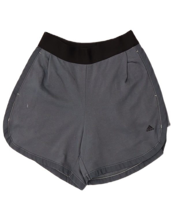 Shorts esportivos femininos Adidas UK 12/14 cinza médio colorblock algodão