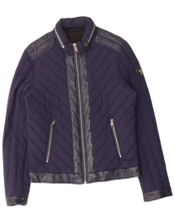 Jaqueta acolchoada feminina GUESS UK 14 médio azul marinho