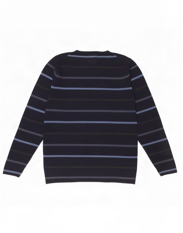 North Sails Mens Crew Neck Jumper Sweater Large Navy Blue Striped Cotton