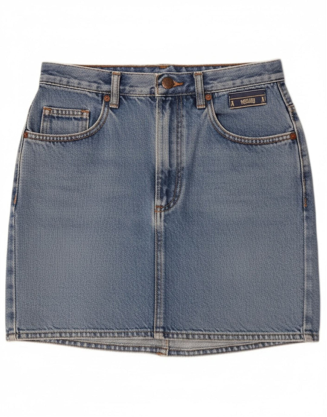 Mini saia jeans feminina vintage W26 pequena azul