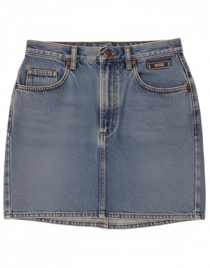 Mini saia jeans feminina vintage W26 pequena azul